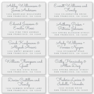 Chic Calligrafy Transparente Gästetiketten Aufkleber