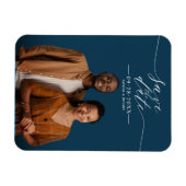Chic Calligrafy Wedding Save the Date Foto Magnet (Horizontal)