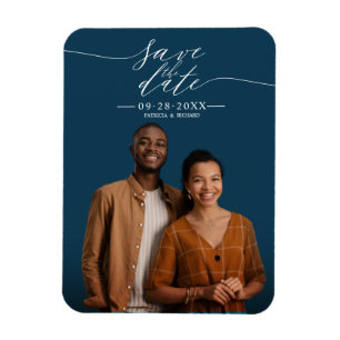 Chic Calligrafy Wedding Save the Date Foto Magnet