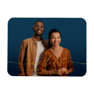 Chic Calligrafy Wedding Save the Date Foto Magnet