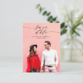 Chic Calligrafy Wedding Save the Date Foto Postkarte (Stehend Vorderseite)