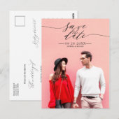 Chic Calligrafy Wedding Save the Date Foto Postkarte (Vorne/Hinten)