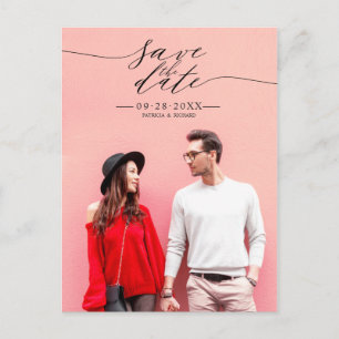 Chic Calligrafy Wedding Save the Date Foto Postkarte