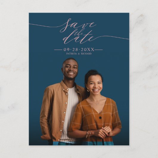 Chic Calligrafy Wedding Save the Date Foto Postkarte (Vorderseite)