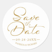 Chic Calligrafy Wedding Save the Date Runder Aufkleber (Vorderseite)