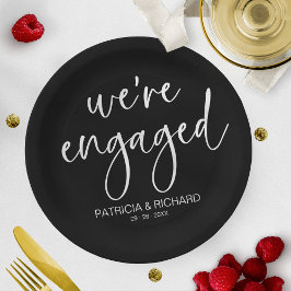 Chic Calligrafy Wir sind Verlobte Engagement Party Pappteller