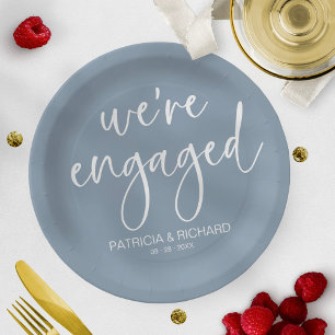 Chic Calligrafy Wir sind Verlobte Engagement Party Pappteller