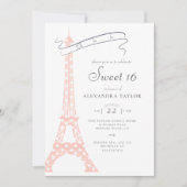 Chic Calligraphie Eiffel Paris Polka Dots Sweet 16 Einladung (Vorderseite)