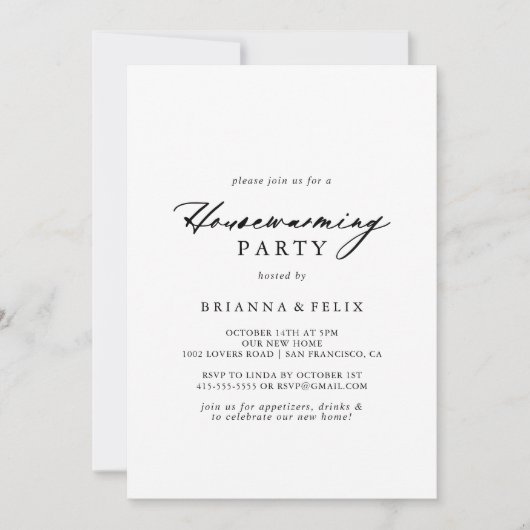 Chic Calligraphie Elegantes Party Einladung (Vorderseite)