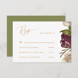 Chic Calligraphie mit floral Green Wedding Rsvp
