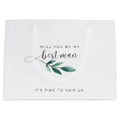 Chic Calligraphie werden Sie mein Trauzeuge Vorsch Große Geschenktüte (Vorderseite)