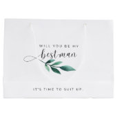 Chic Calligraphie werden Sie mein Trauzeuge Vorsch Große Geschenktüte (Rückseite)