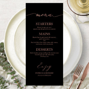 Chic Calligraphy 4x9 Wedding Menu Card für Platten Menükarte