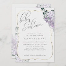 Chic Calligraphy Baby Showlavender Floral Rose