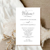 Chic Calligraphy Black and White Wedding Program