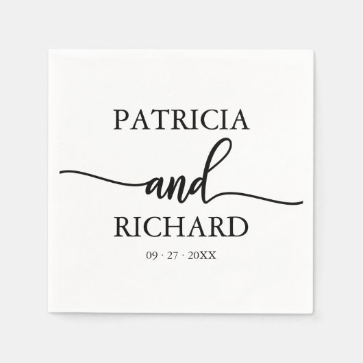 Chic Calligraphy Black and White Wedding Serviette (Vorderseite)