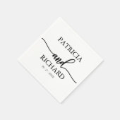 Chic Calligraphy Black and White Wedding Serviette (Ecke)