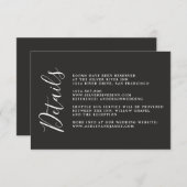 Chic Calligraphy Black Wedding Details Begleitkarte (Vorne/Hinten)