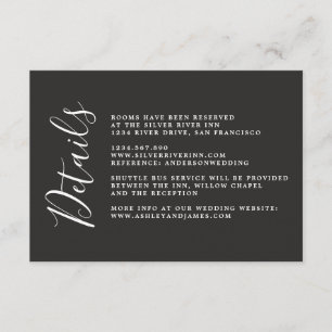 Chic Calligraphy Black Wedding Details Begleitkarte