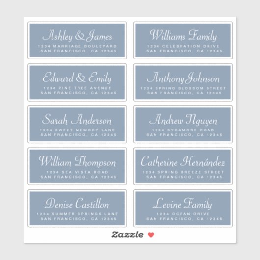 Chic Calligraphy Blue Guest Address Labels (Blatt)