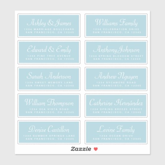 Chic Calligraphy Blue Guest Address Labels (Blatt)
