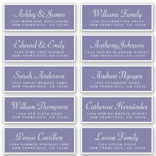 Chic Calligraphy Blue Guest Address Labels (Vorderseite)