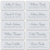 Chic Calligraphy Blue Wedding Guest Address Labels (Vorderseite)