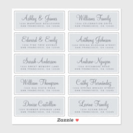 Chic Calligraphy Blue Wedding Guest Address Labels