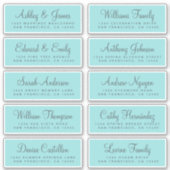 Chic Calligraphy Blue Wedding Guest Address Labels (Vorderseite)