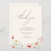 Chic Calligraphy Boho Wildblume Babydusche Dankeskarte (Vorne/Hinten)
