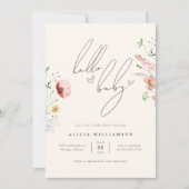 Chic Calligraphy Boho Wildblume Girl Baby Shower Einladung (Vorderseite)