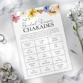 Chic Calligraphy Brautparty Charades Game Card Einladung