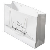 Chic Calligraphy Bridesmaid Große Geschenktüte (Vorderseite Schrägansicht)