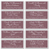 Chic Calligraphy Burgundy Guest Address Labels (Vorderseite)