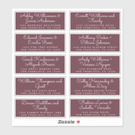 Chic Calligraphy Burgundy Guest Address Labels