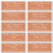 Chic Calligraphy Burnt Orange Guest Address Labels (Vorderseite)