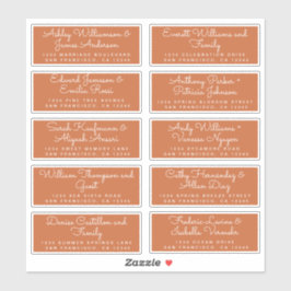 Chic Calligraphy Burnt Orange Guest Address Labels