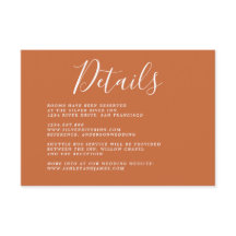 Chic Calligraphy Burnt Orange Wedding Details