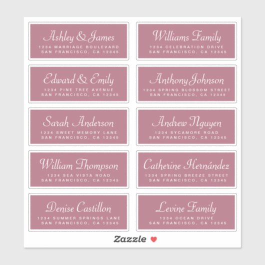 Chic Calligraphy Cassis Guest Address Labels (Blatt)