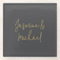 Chic Calligraphy Couple Names Gray & Gold