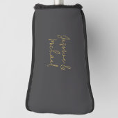 Chic Calligraphy Couple Names Gray & Gold Golf Headcover (Rotieren 90)