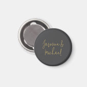 Chic Calligraphy Couple Names Gray & Gold Magnet (Vorderseite/Rückseite)