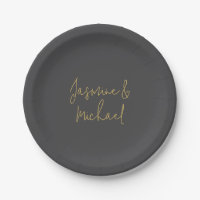 Chic Calligraphy Couple Names Gray & Gold