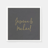 Chic Calligraphy Couple Names Gray & Gold