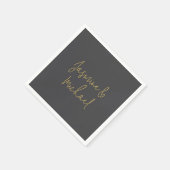 Chic Calligraphy Couple Names Gray & Gold Serviette (Ecke)
