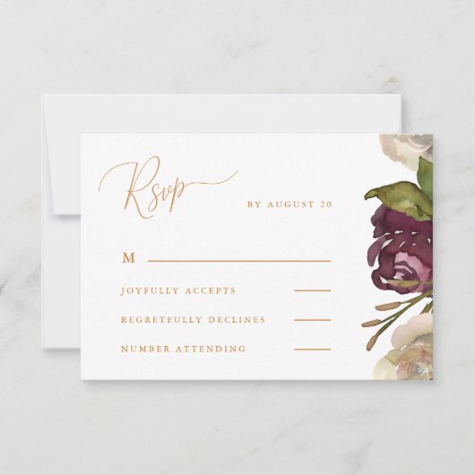 Chic Calligraphy Dark Raspberry Wedding Rsvp Karte (Vorderseite)