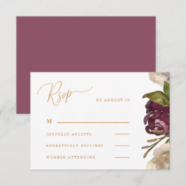 Chic Calligraphy Dark Raspberry Wedding Rsvp Karte