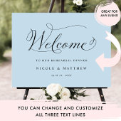 Chic Calligraphy Dusty Blue Wedding Willkommenszei Poster