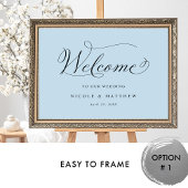 Chic Calligraphy Dusty Blue Wedding Willkommenszei Poster