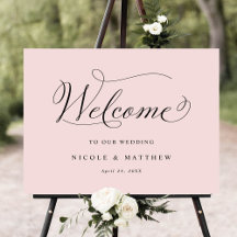 Chic Calligraphy Dusty Rose Wedding Willkommenszei